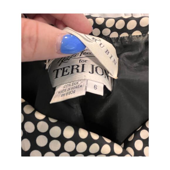 Lillie Rubin Vintage Silk Polka Dot Skirt Suit Set Sz 6 Black White Ruffle Hem - Picture 12 of 16